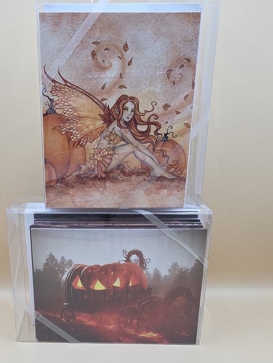 Other - 40 Halloween Note Greeting Cards Fall Fairies Pumpkins Leaves Amy Brown